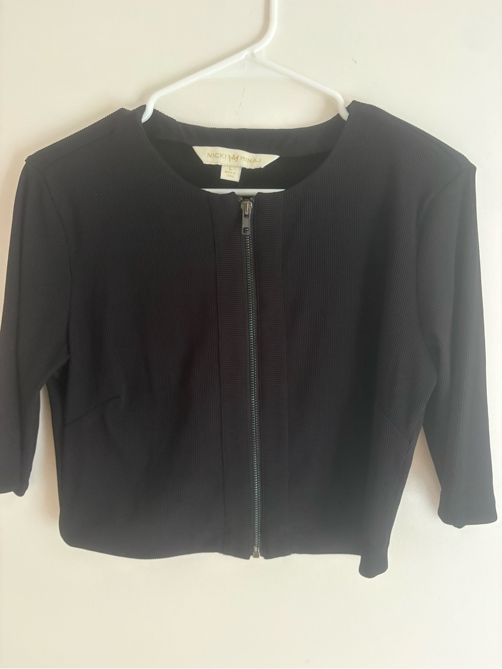 Nicki Minaj Black Cropped Zip-Front Blazer
